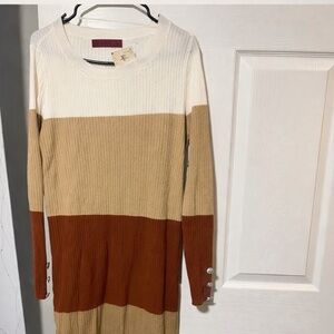 Love Scarlett Colorblock Ribbed Knit Midi Dress - S